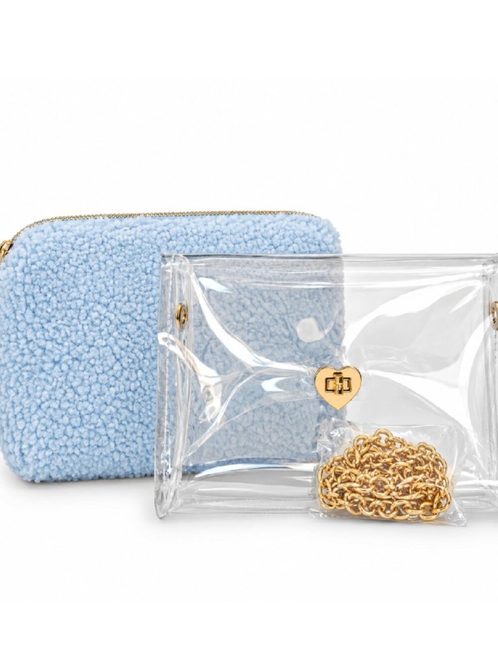 BUNDLE #15  🖤🖤 Clear Heart Purse & Blue Terry Makeup Bag 🖤🖤